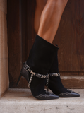 Perla Black Suede Booties