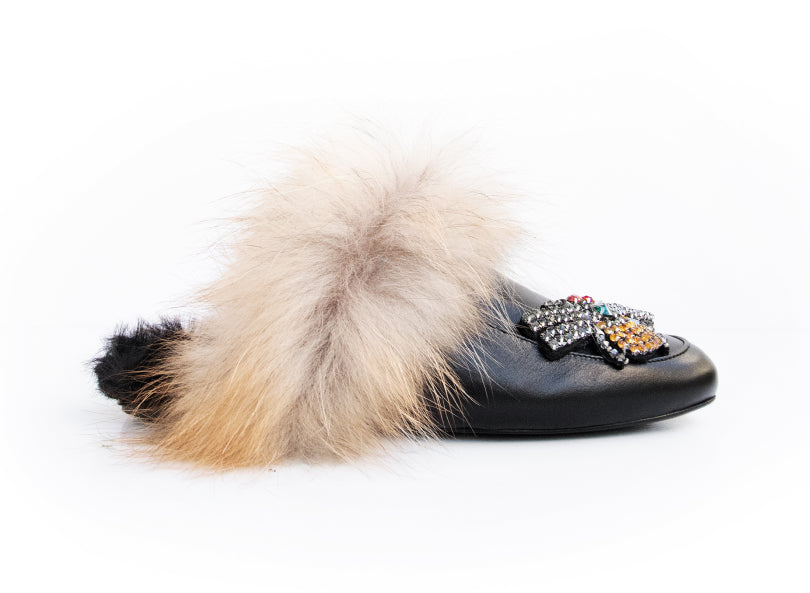 Slippers fur butterfly